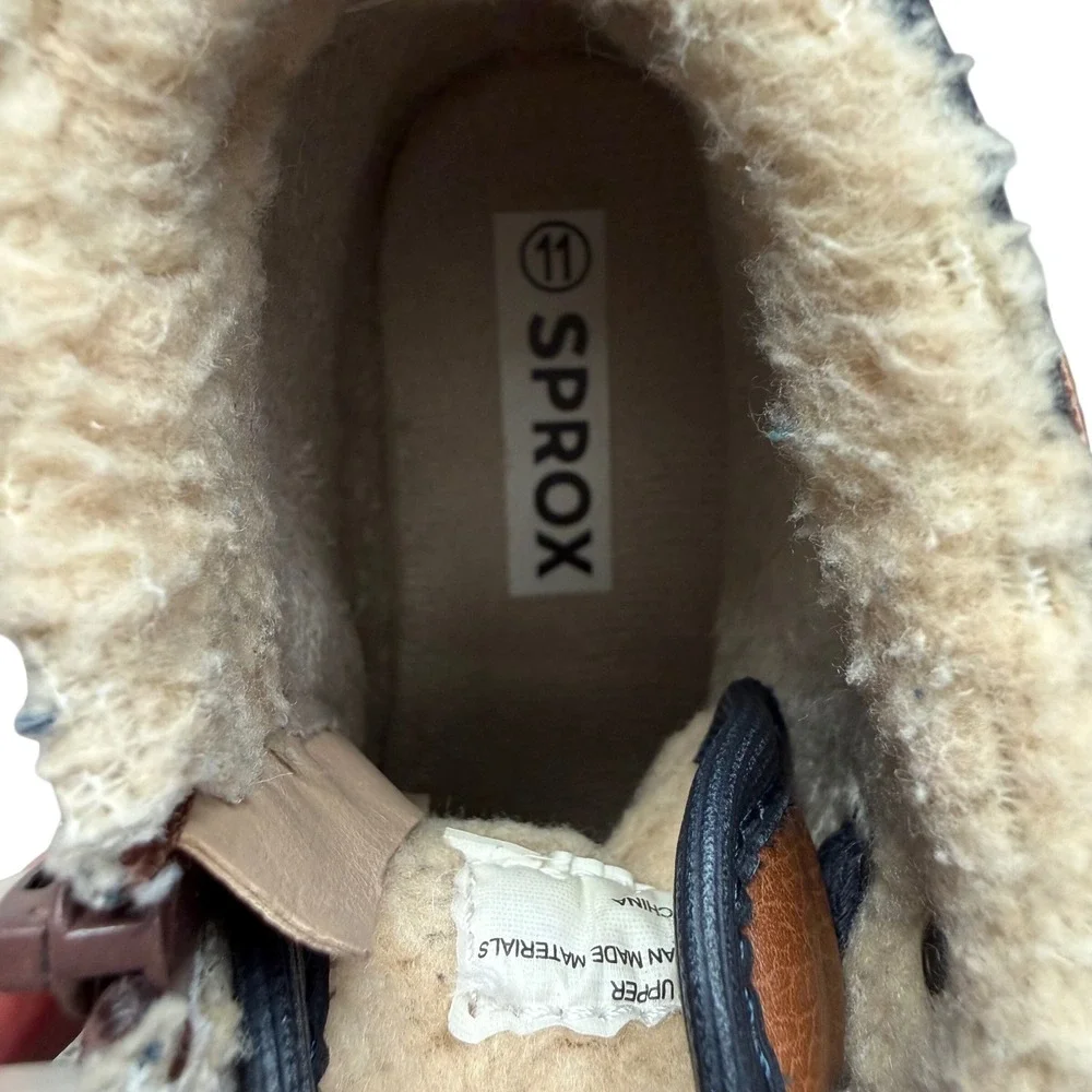 Sprox Kids Brown Faux Leather Sherpa-Lined Lace-Up Boots | Size 11 |‎ Winter